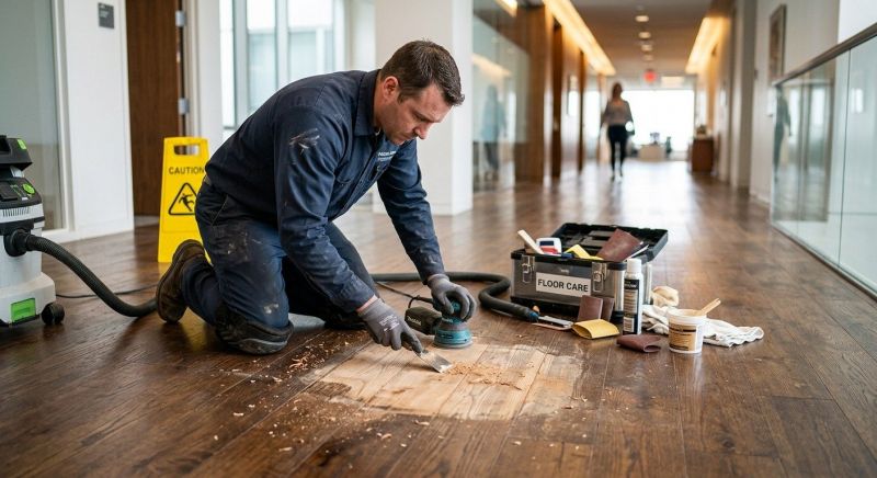 Our team working on Wood Floor Service projects in Conifer, CO